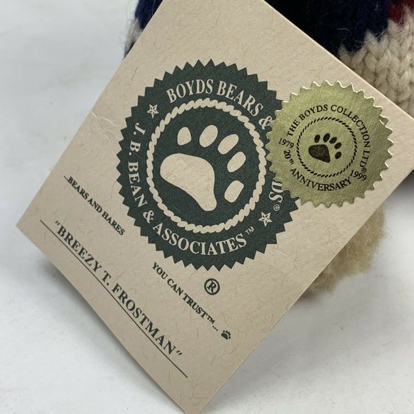 NWT Boyds Bears Breezy T Frostman 91522 Snowman Sweater 1999 Jointed Teddy 9 in - Picture 2 of 6